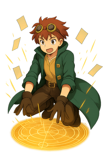 The Alchemist kneeling at a glowing transmutation circle